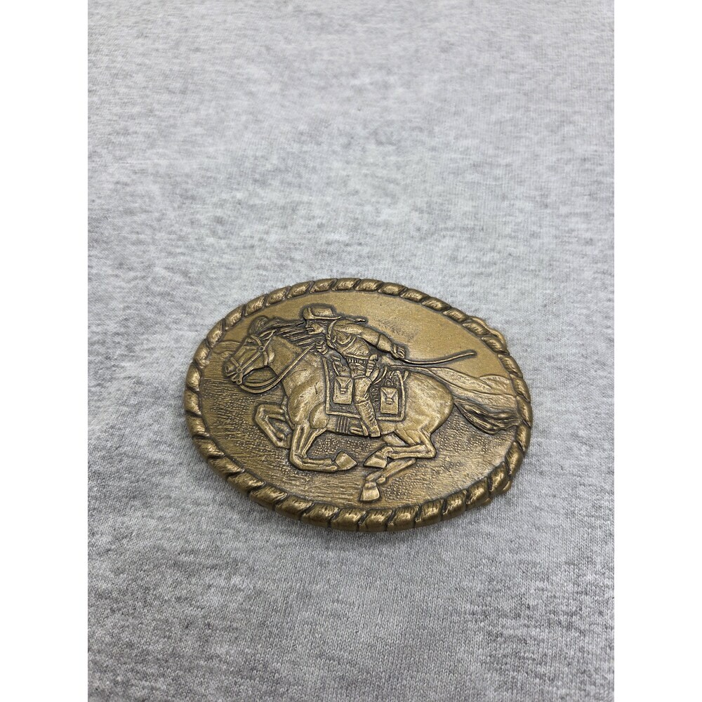 1981 Mervyns Stallion Pony Express Solid Brass Belt Buckle